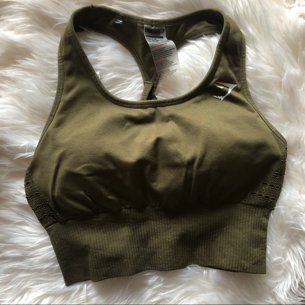 Gymshark Seamless crop vest bra- khaki small